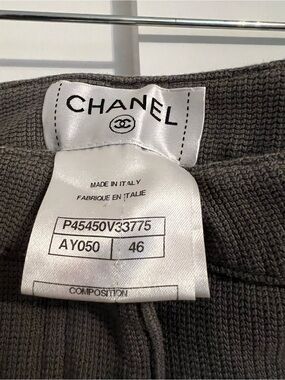 CHANEL Straight Leg Knit Pants in Dark Gray